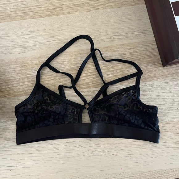 Leopard Mesh Strappy Bralette M - Picture 4 of 4